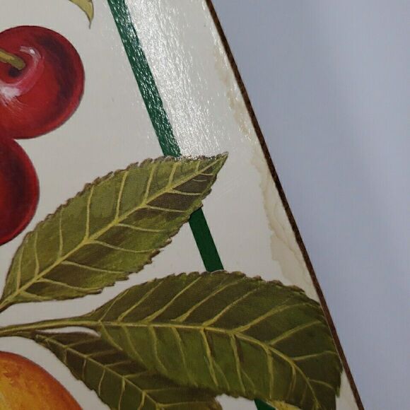 Cork Back Place Mats Fruit Harvest Vtg Plum Apple Green Grapes Pear Peach 2PC - Picture 4 of 16